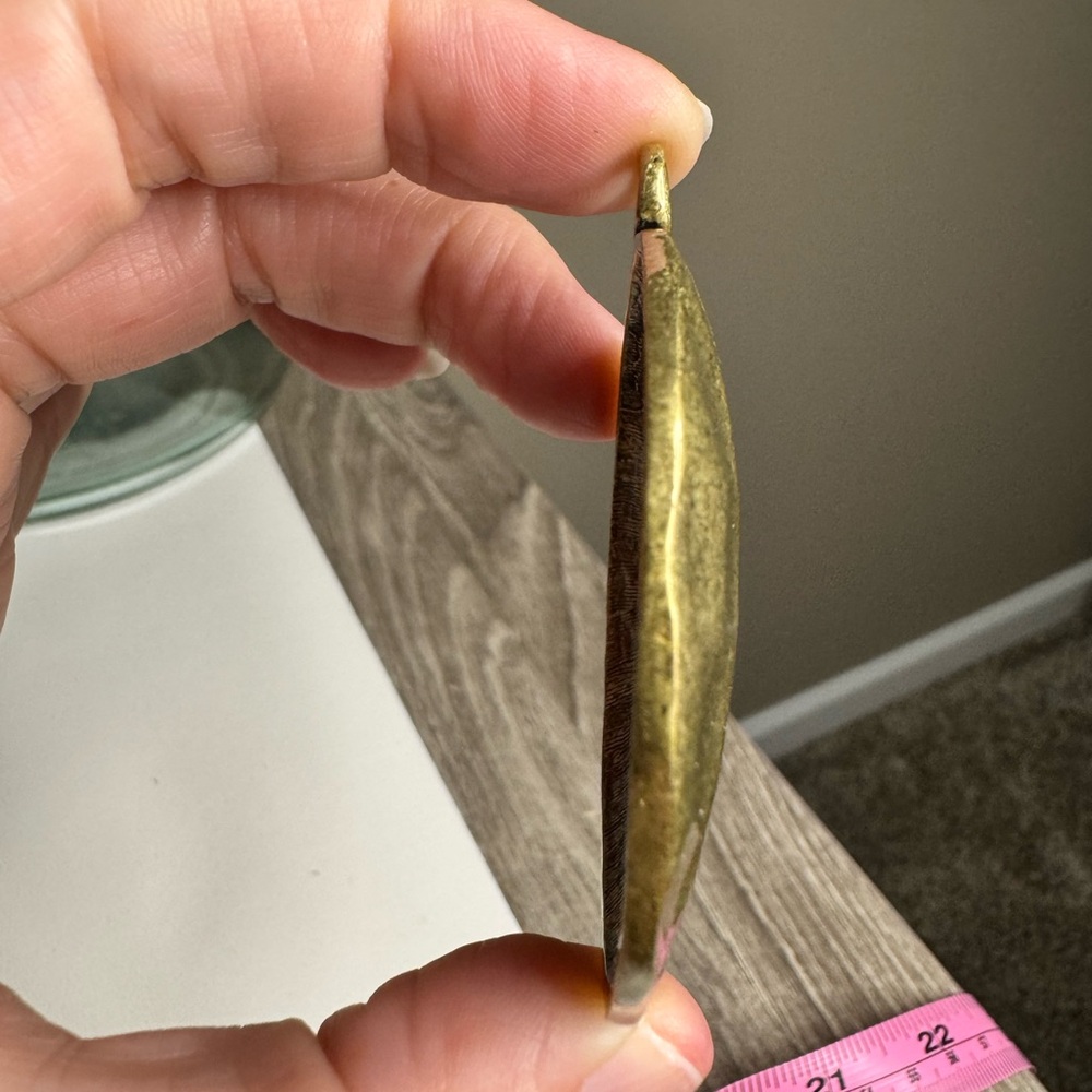 Hammered Gold Brutalist Style Statement Pendant - SKU N - Picture 3 of 4
